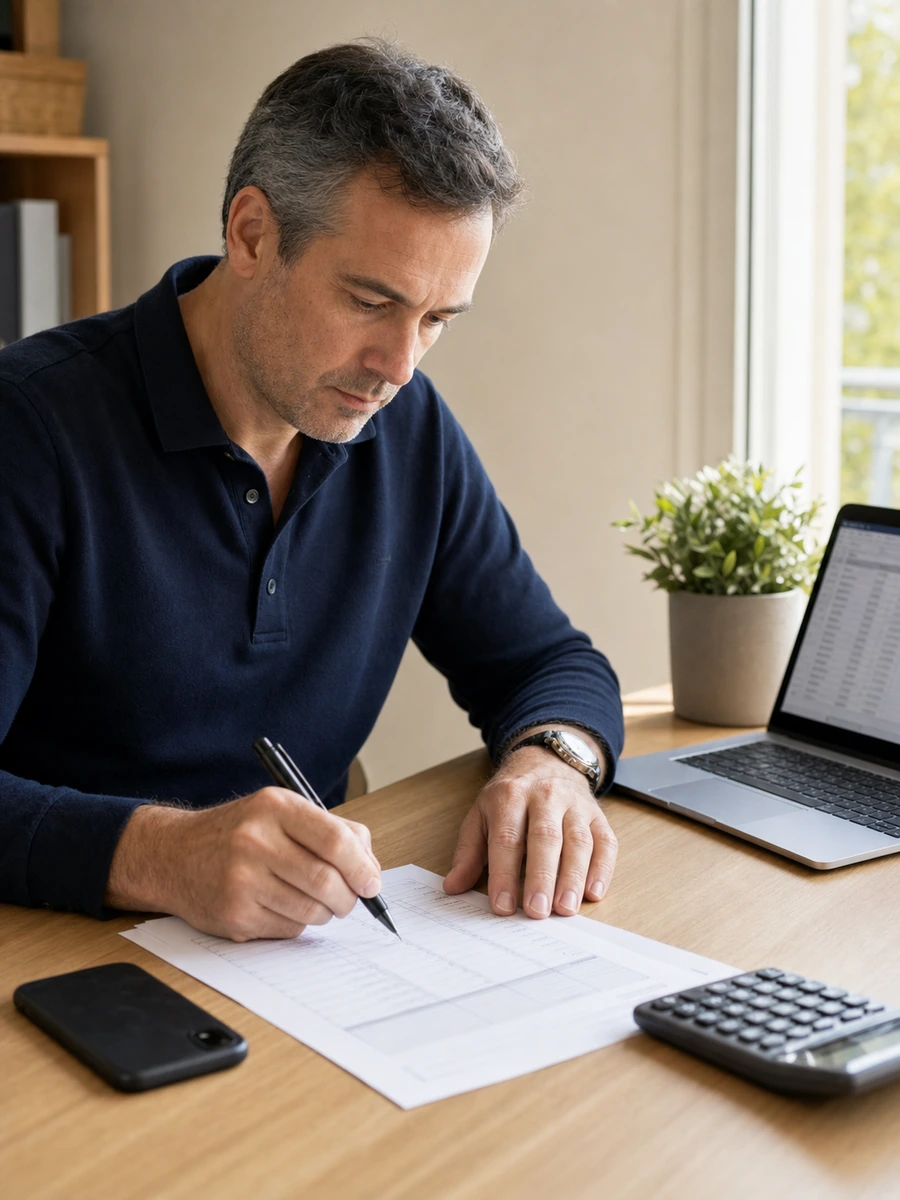 Expert en bâtiment préparant un devis d'expertise pour un litige de construction en Île-de-France