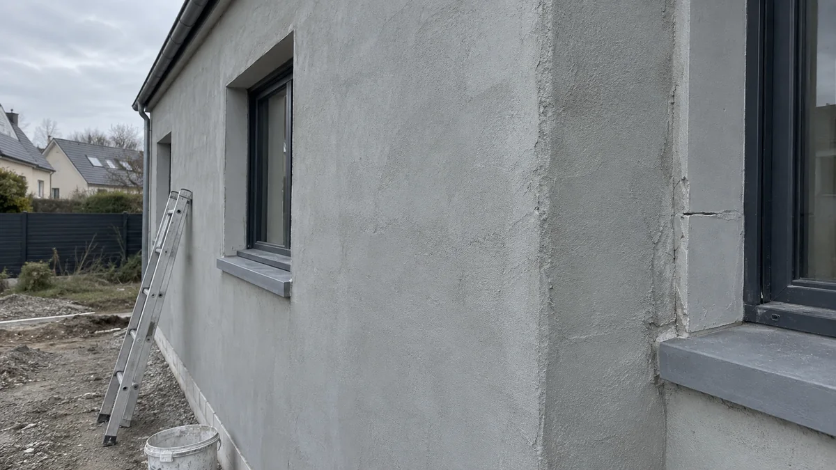 Ouvrage récemment exécuté présentant un défaut de mise en œuvre sur un chantier de maison individuelle